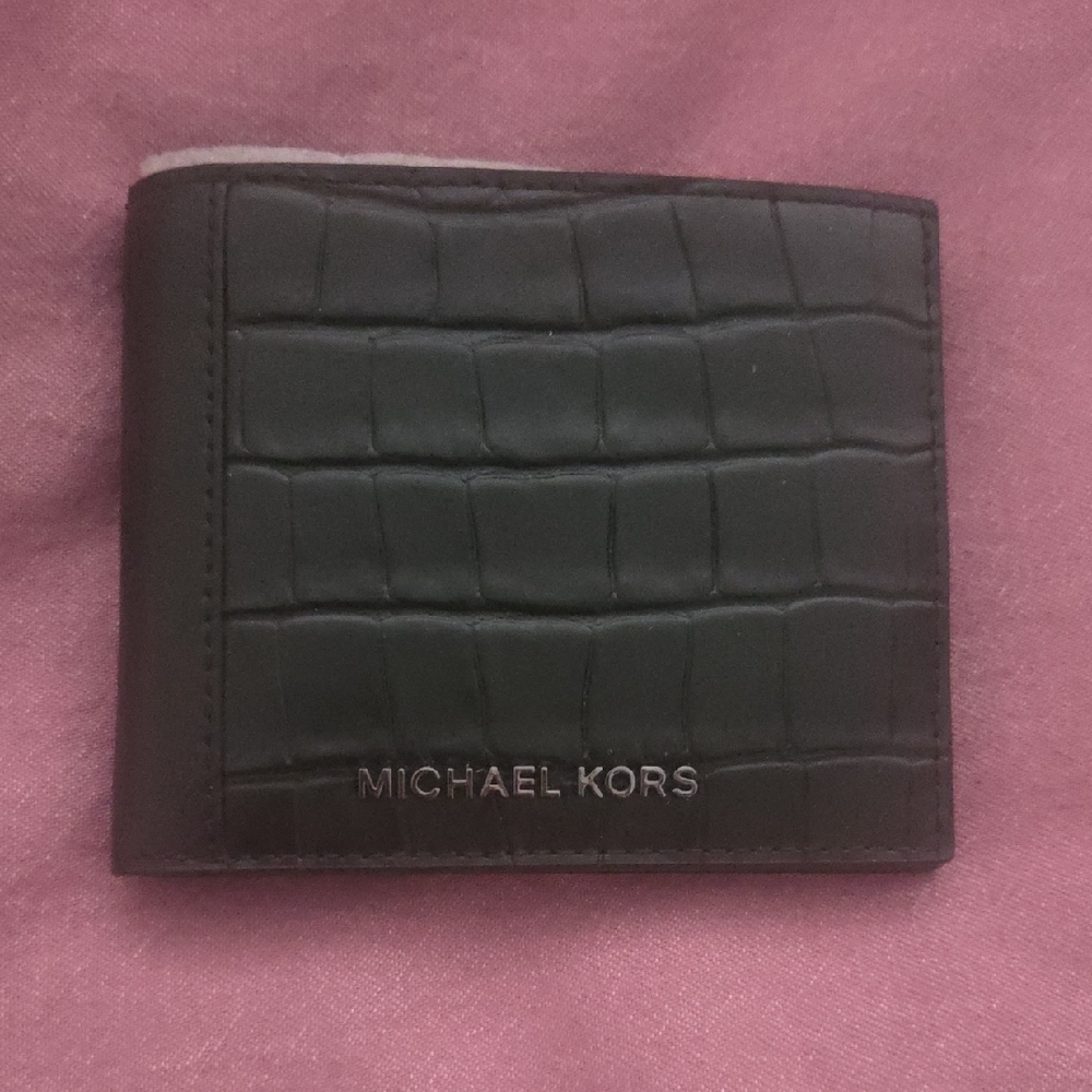 Michael Kors Croc-Embossed Black Card Holder